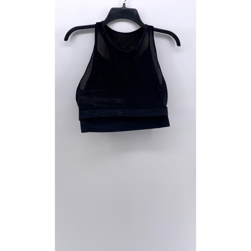 UNBRANDED Women's Black Mesh Layered Sports Bra SZ S